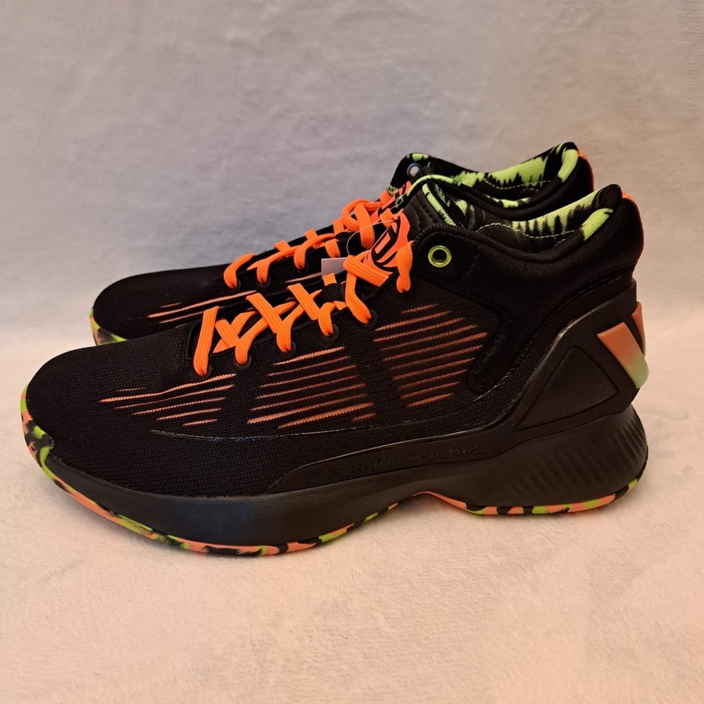 Adidas D Rose 10 'Signal Coral' Core Black/Signal Coral/Signal Green View 4